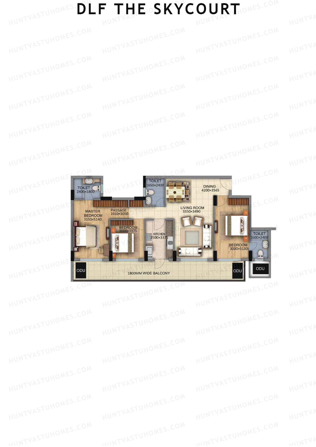 DLF The Skycourt Tower H Unit 1 Floor Plan