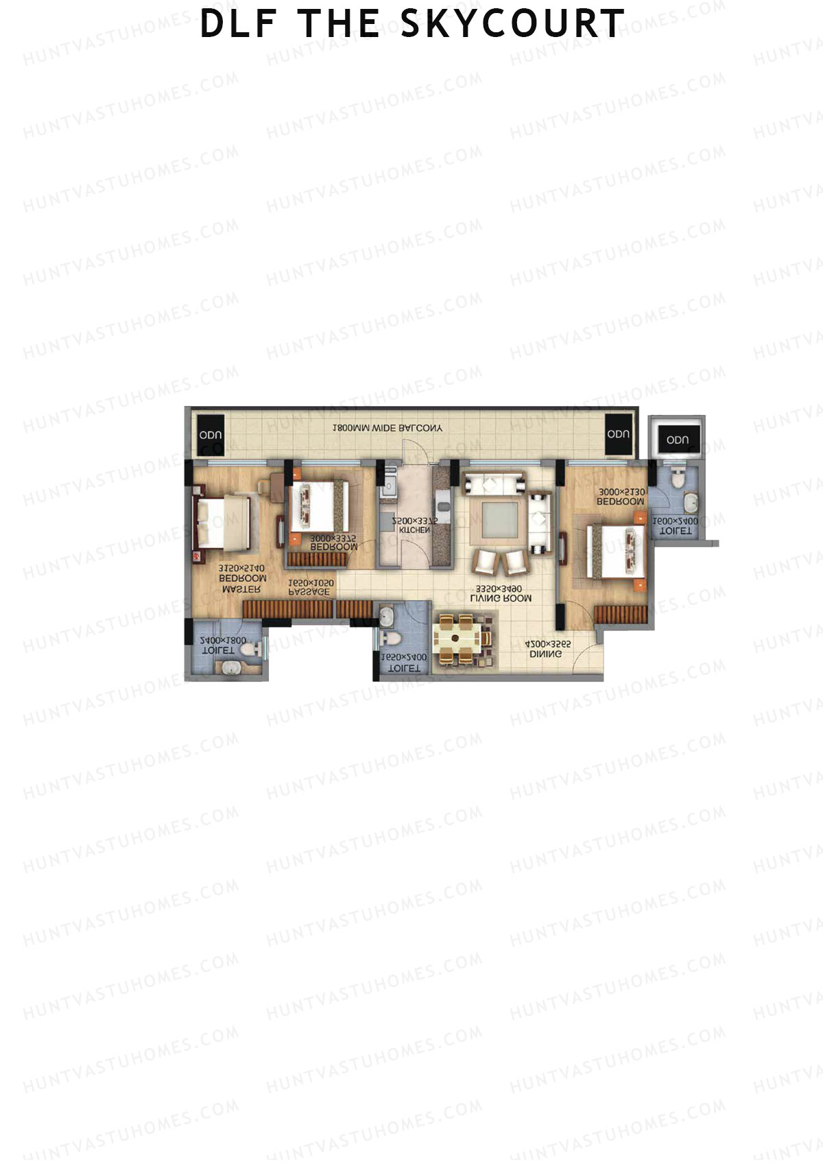DLF The Skycourt Tower H Unit 2 Floor Plan