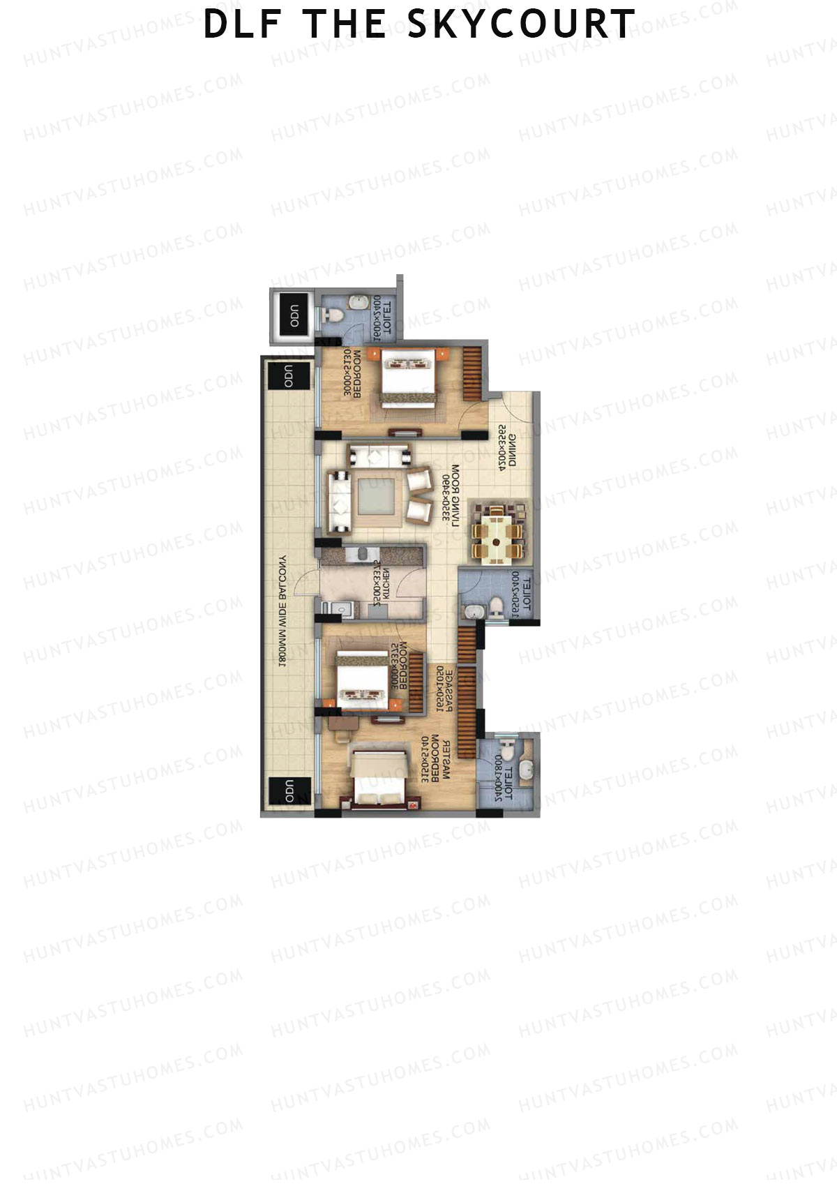 DLF The Skycourt Tower K Unit 2 Floor Plan