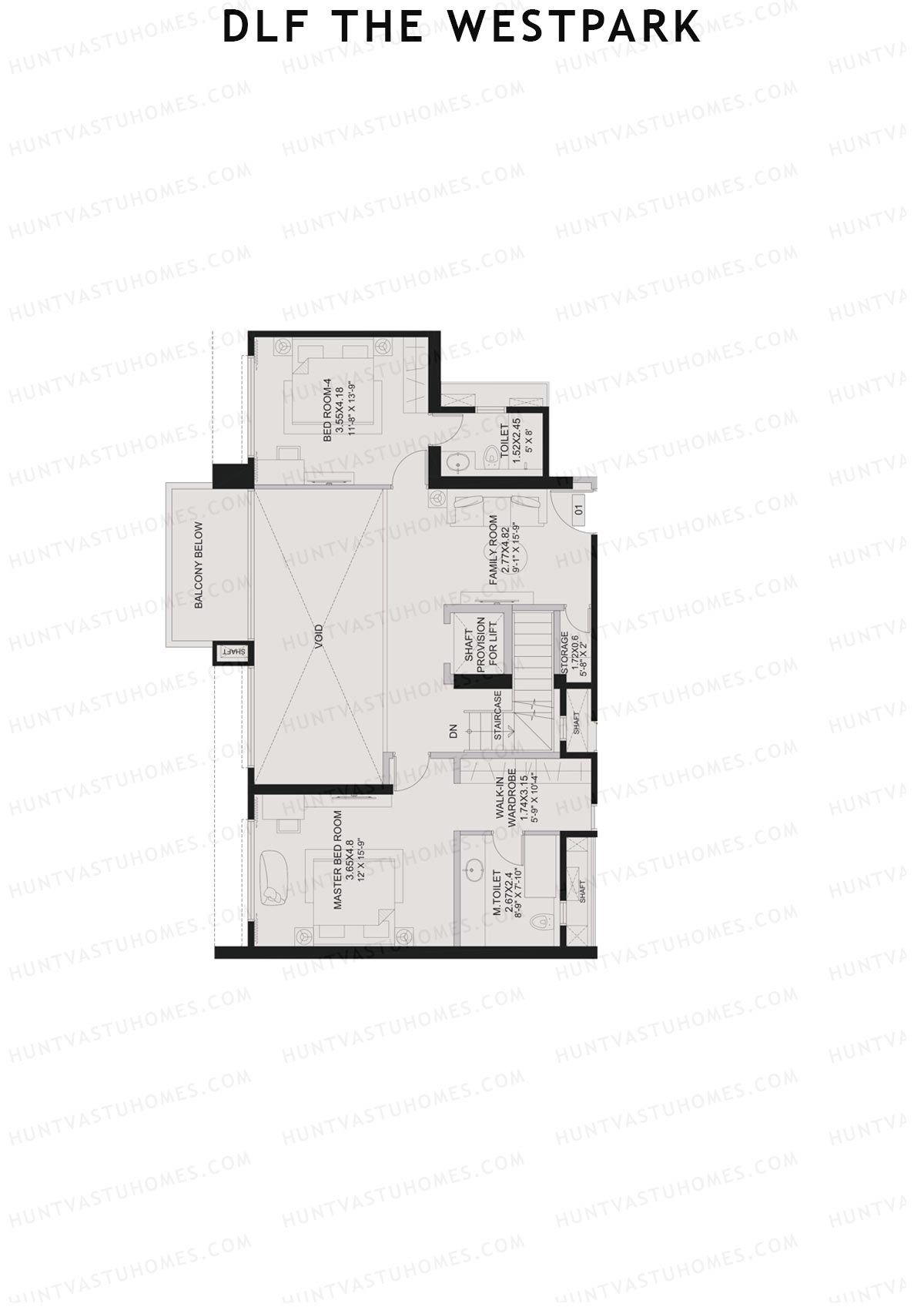 DLF The Westpark, Tower 2, Unit 1 (Type DU), 8BHK, Carpet Area 2249   sq ft 