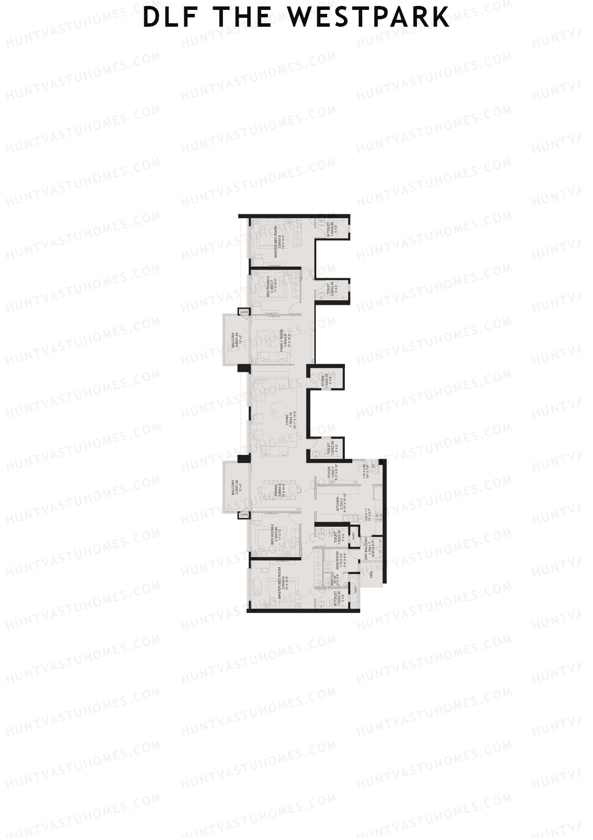 DLF The Westpark, Tower 2, Unit 2, 5BHK, Super Area 2312   sq ft 