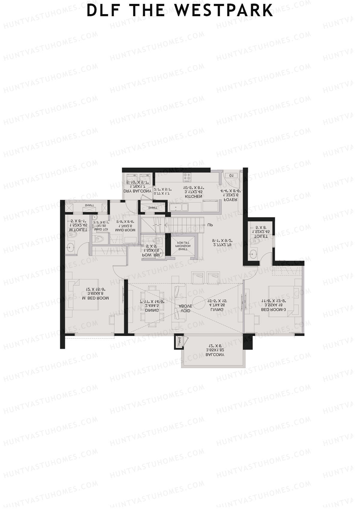 DLF The Westpark, Tower 3, Unit 2 (Type DU), 8BHK, Carpet Area 2240   sq ft 