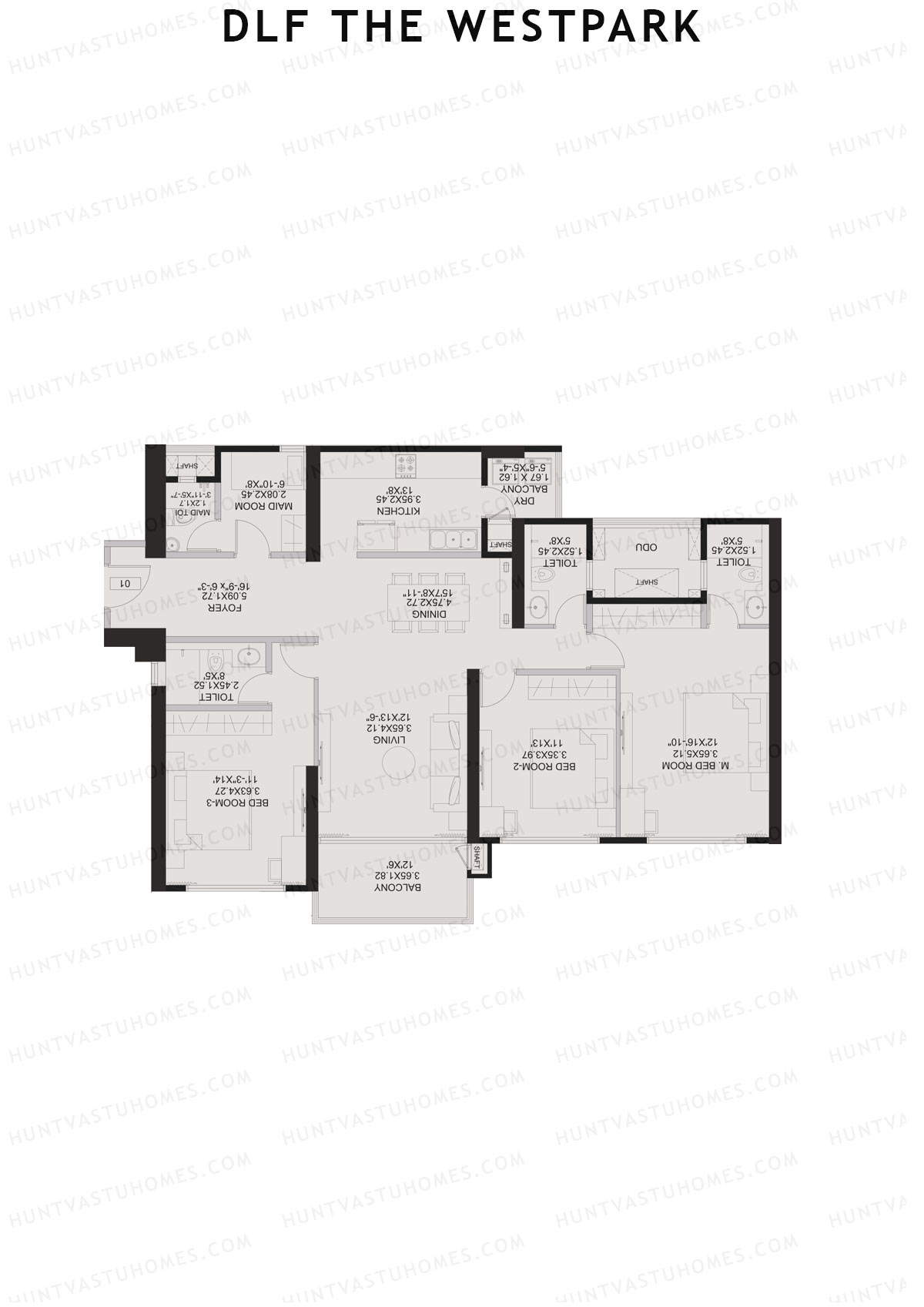 DLF The Westpark, Tower 5, Unit 1, 3BHK, Super Area 1467   sq ft 