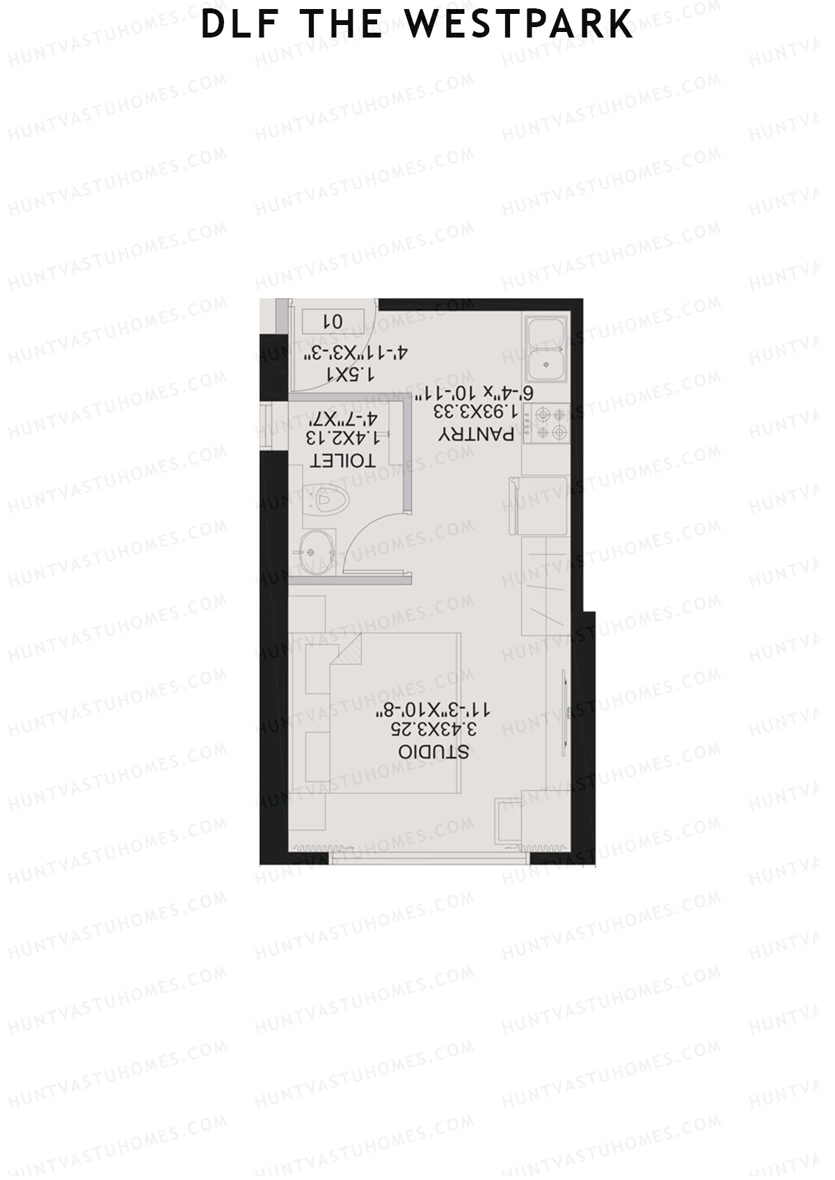 DLF The Westpark, Tower 5, Unit 1, 1BHK, Super Area 245   sq ft 