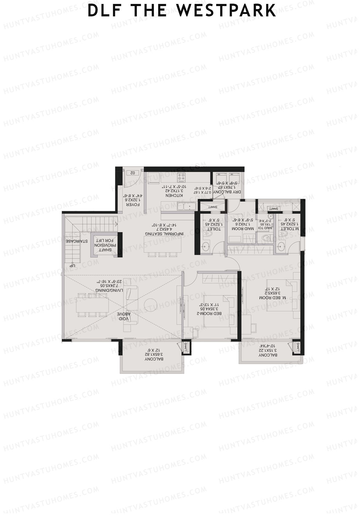 DLF The Westpark, Tower 5, Unit 2 (Type DU), 8BHK, Carpet Area 2532   sq ft 