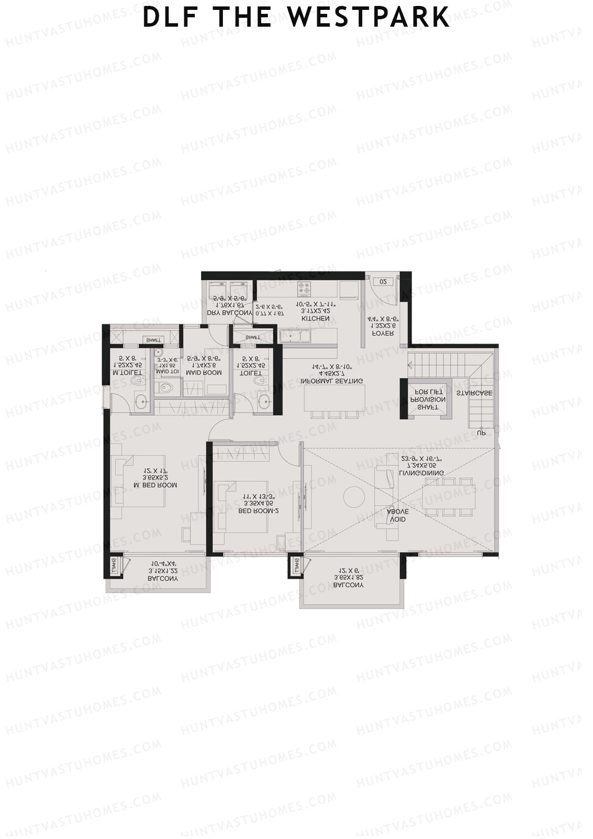 DLF The Westpark, Tower 5, Unit 3 (Type DU), 8BHK, Carpet Area 2534   sq ft 