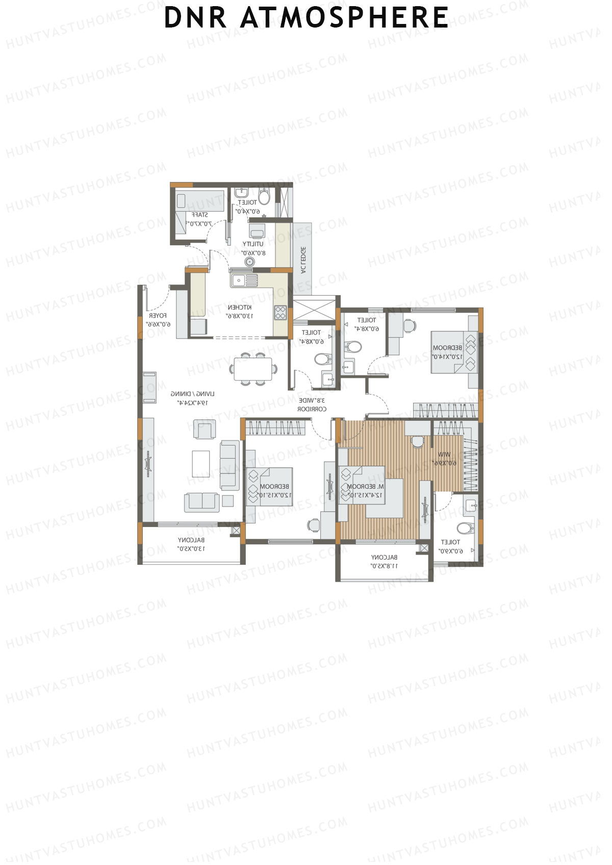 DNR Atmosphere Tower B Unit 2 (Type 3) Floor Plan