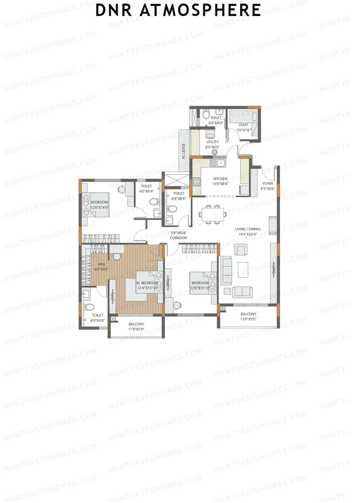 DNR Atmosphere Tower C Unit 2 (Type 3) Floor Plan