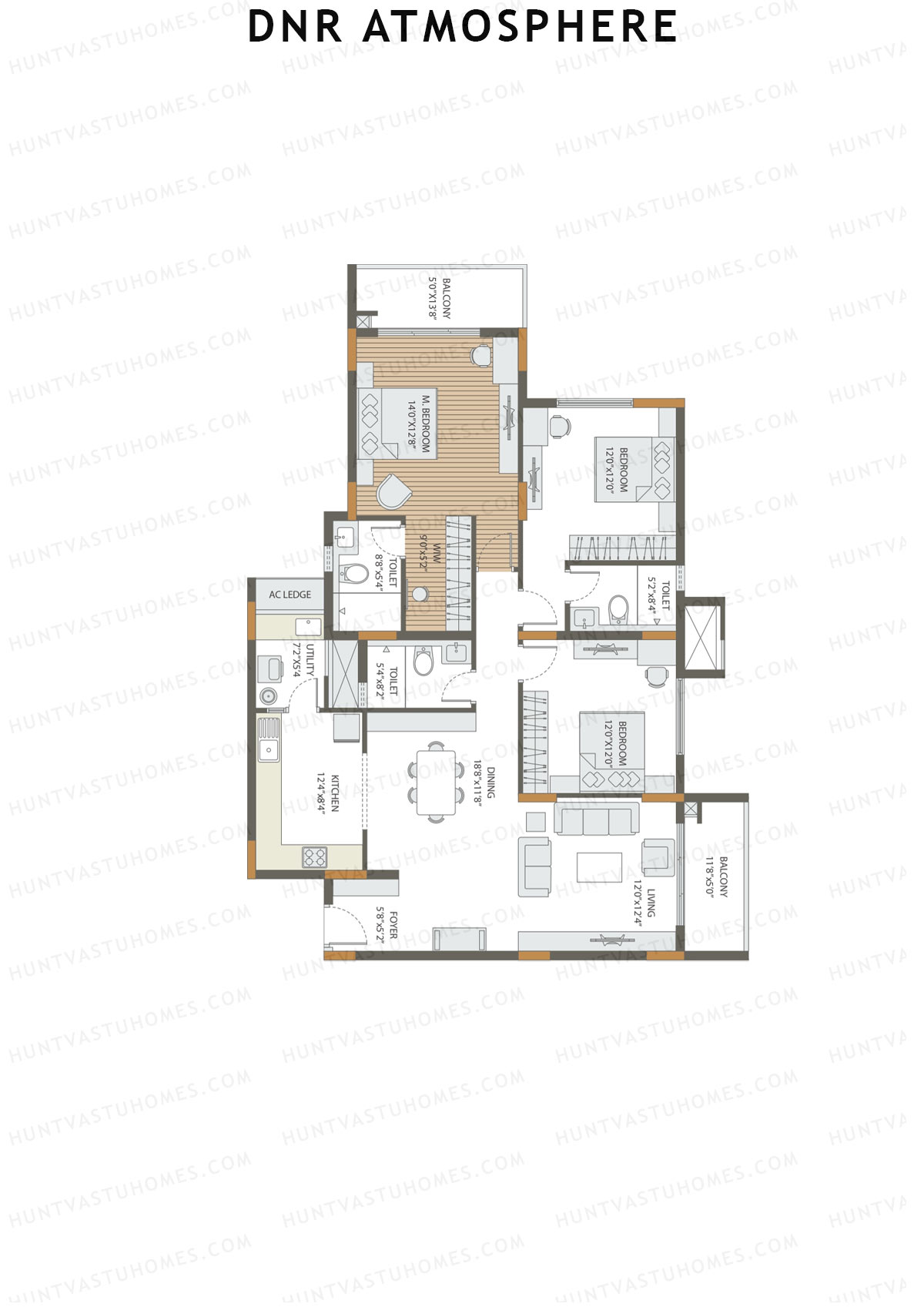 DNR Atmosphere Tower D Unit 1 (Type 1) Floor Plan