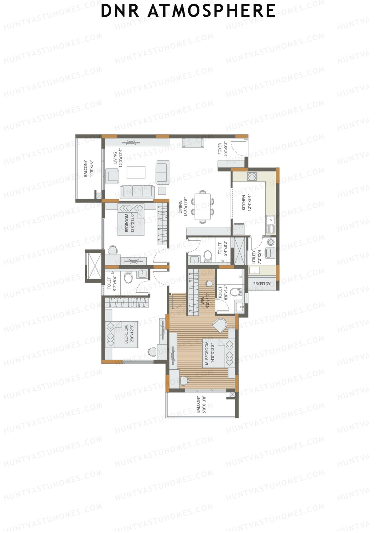 DNR Atmosphere Tower D Unit 3 (Type 1) Floor Plan