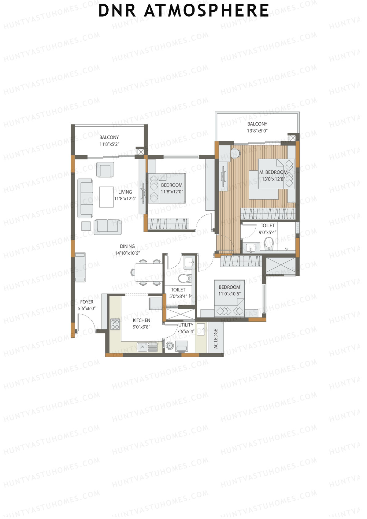 DNR Atmosphere Tower D Unit 6 (Type 2) Floor Plan
