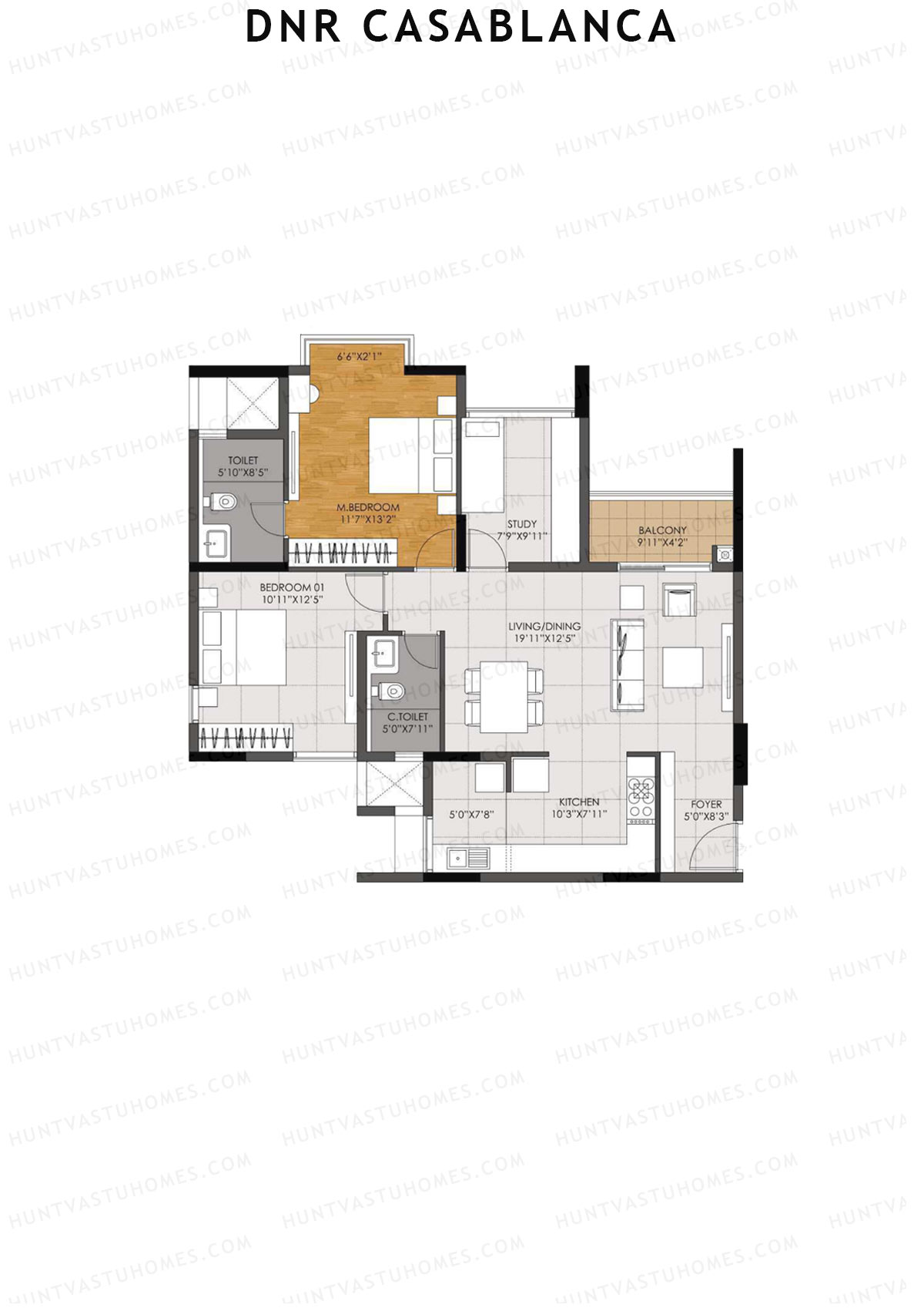 DNR Casablanca Tower A Unit 1 1 Floor Plan