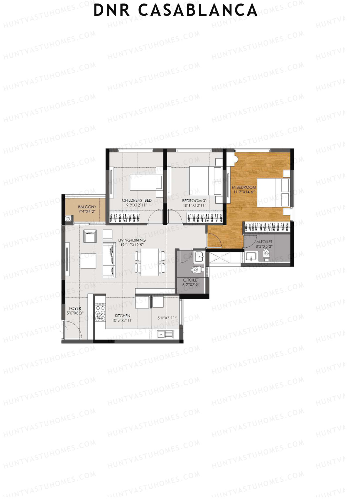 DNR Casablanca Tower B Unit 2 1 Floor Plan