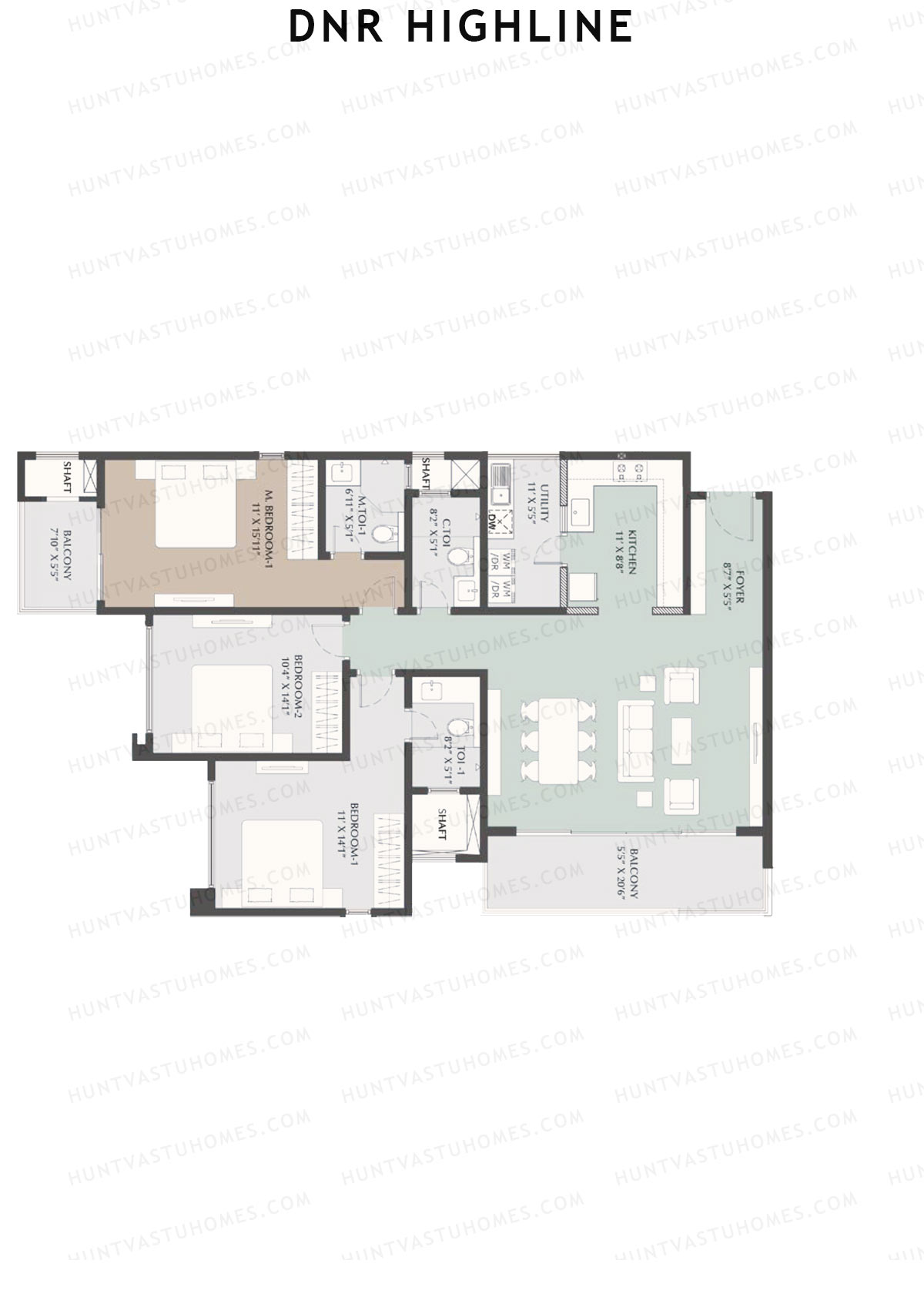 DNR Highline Tower B Unit 1 Floor Plan