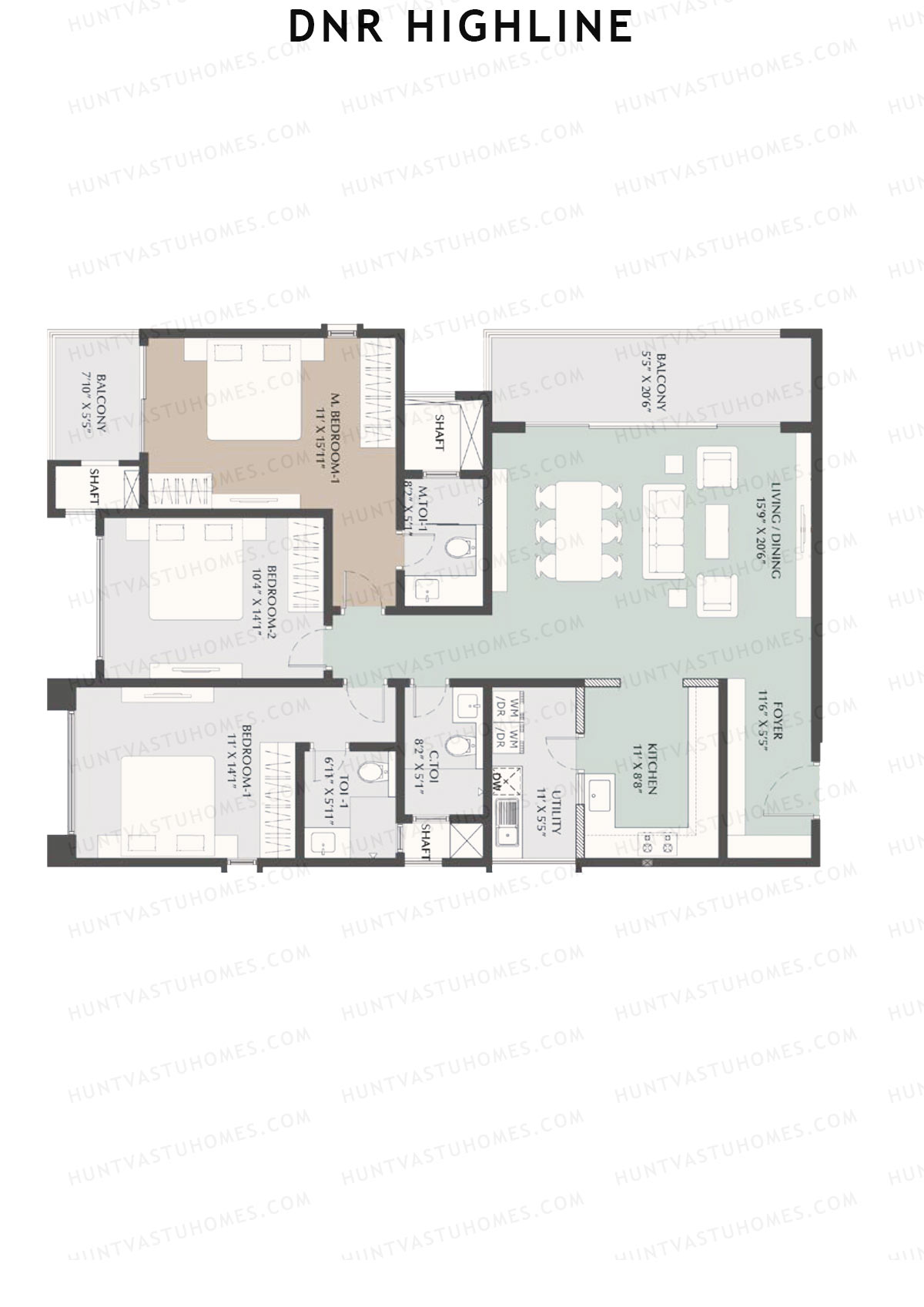 DNR Highline Tower B Unit 2 Floor Plan