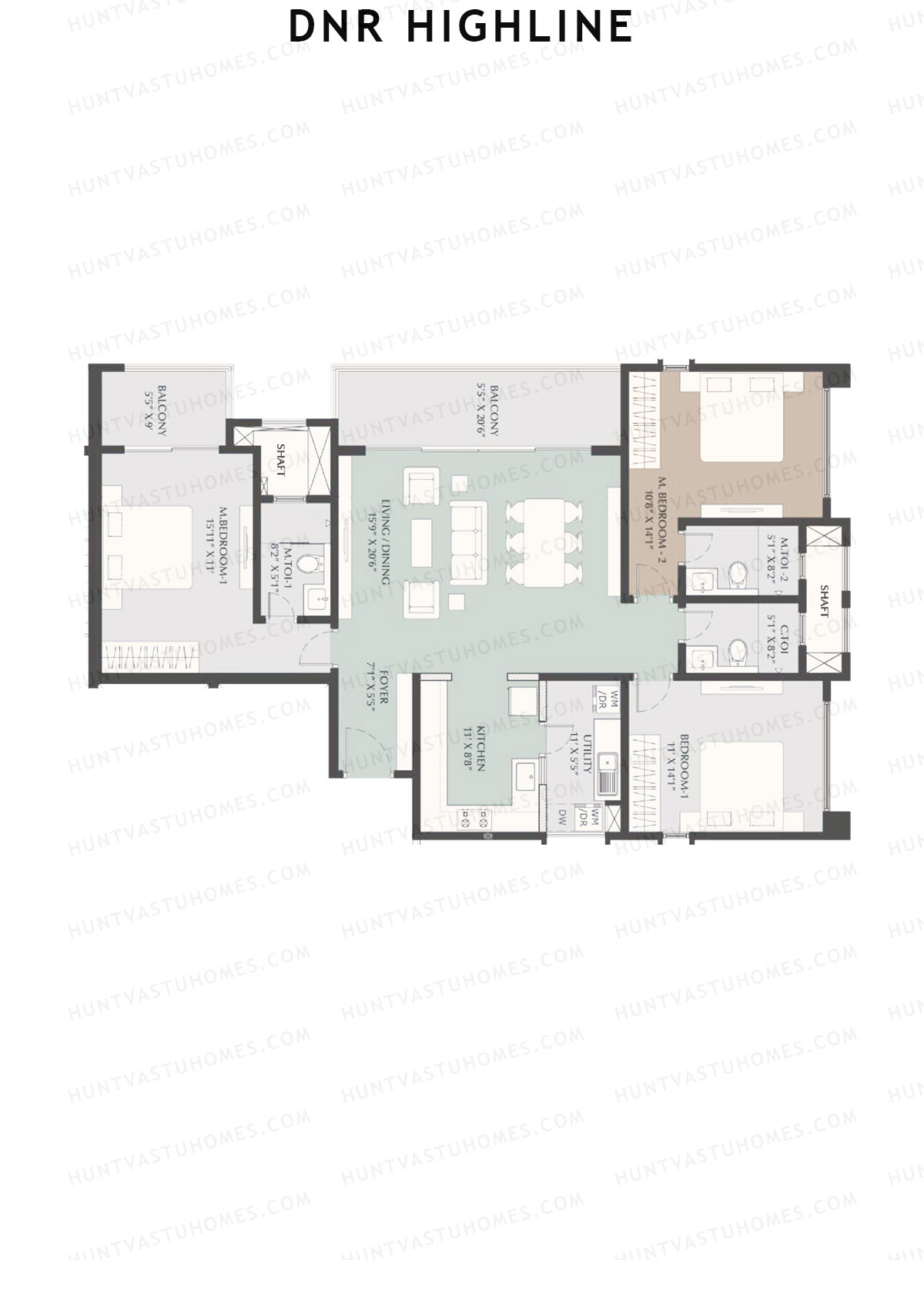 DNR Highline Tower B Unit 3 Floor Plan