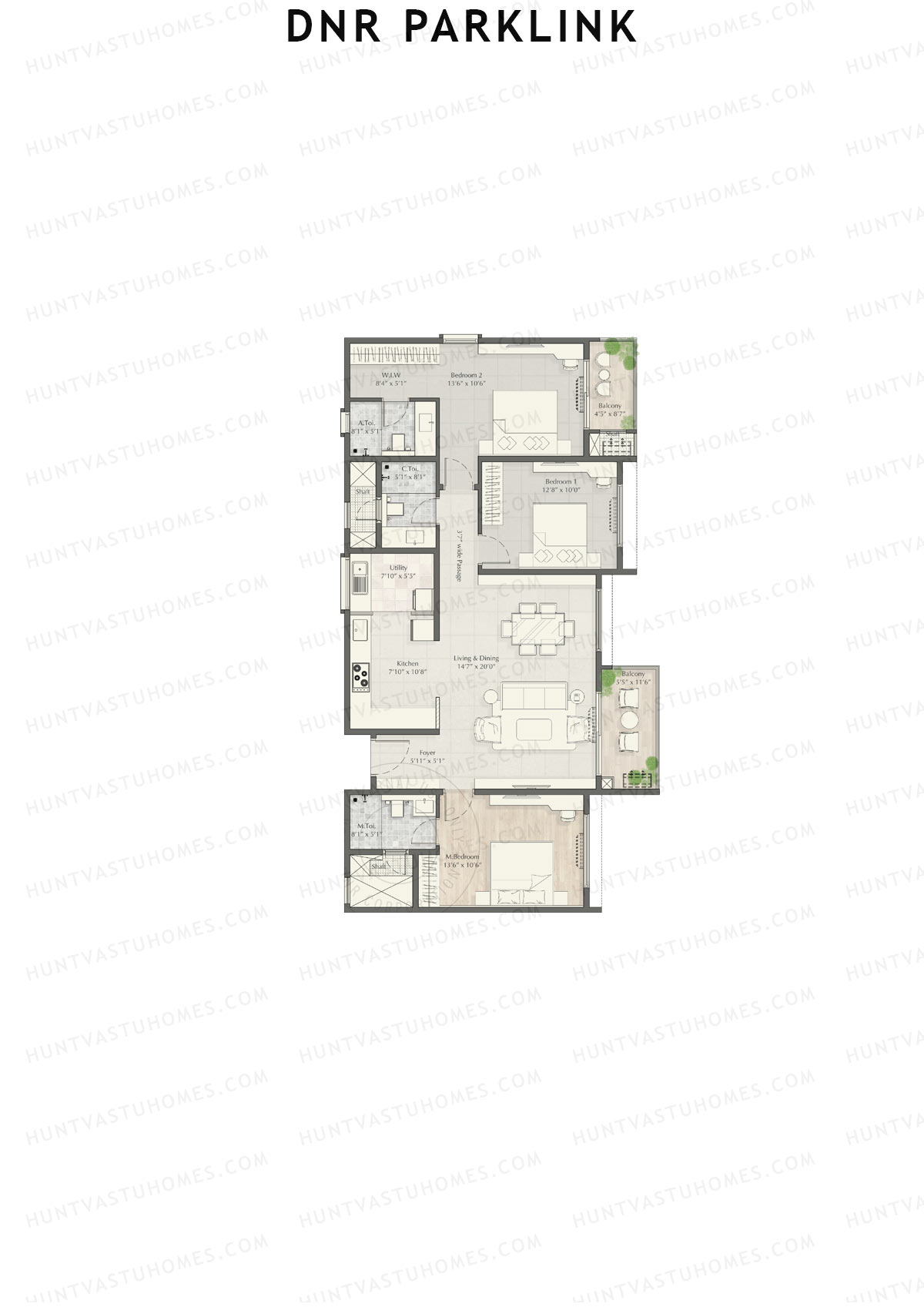 DNR Parklink Tower B Unit 2 Floor Plan