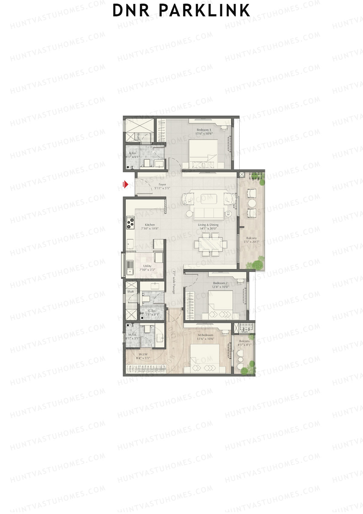 DNR Parklink Tower B Unit 5 Floor Plan