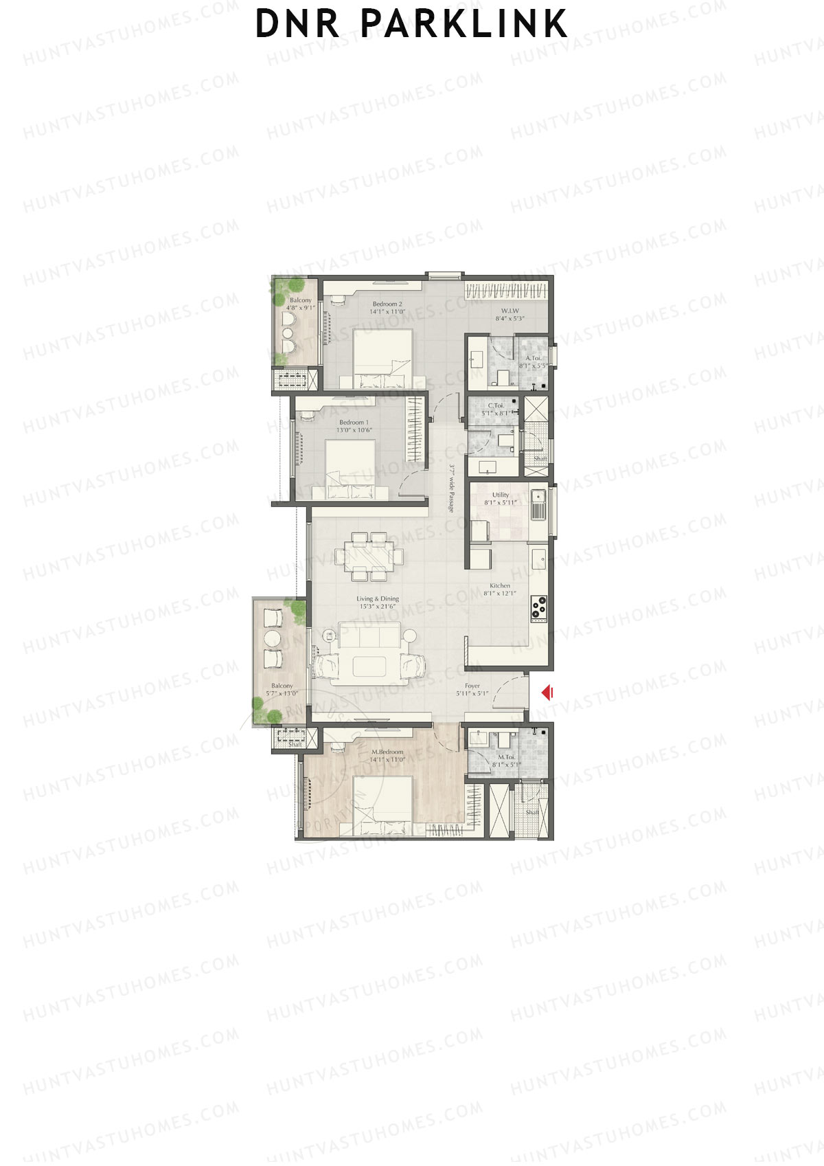 DNR Parklink Tower C Unit 1 Floor Plan