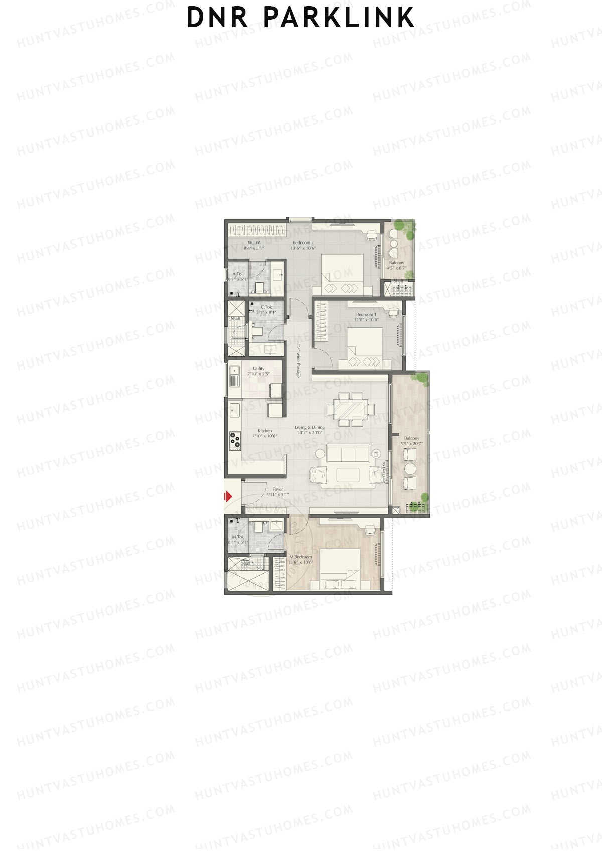 DNR Parklink Tower D Unit 2 Floor Plan