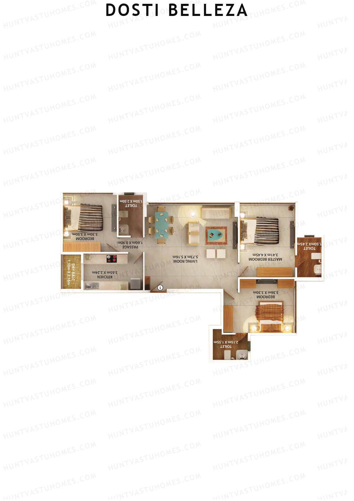 Dosti Belleza Block A Unit 1 Floor Plan