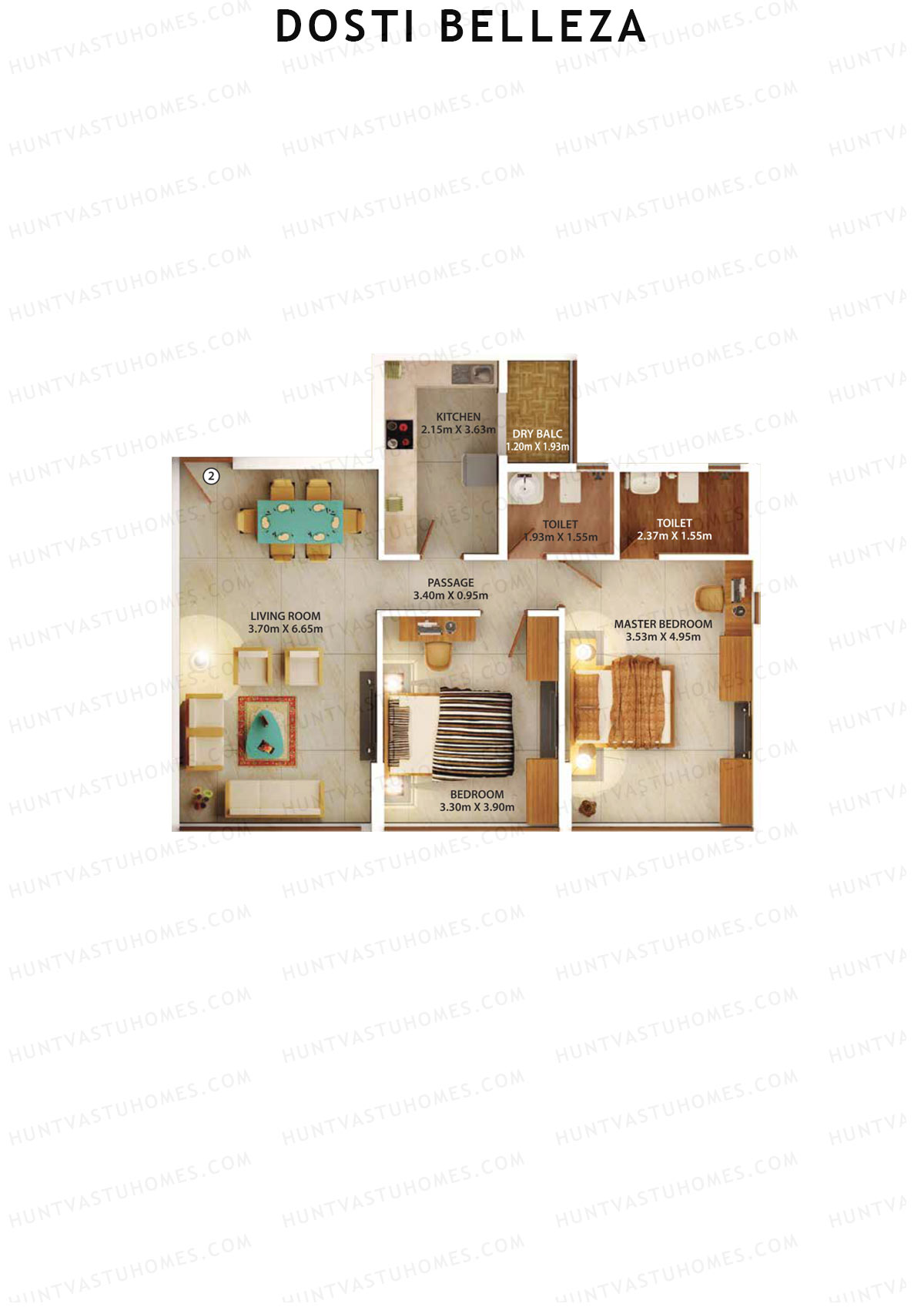 Dosti Belleza Block A Unit 2 Floor Plan