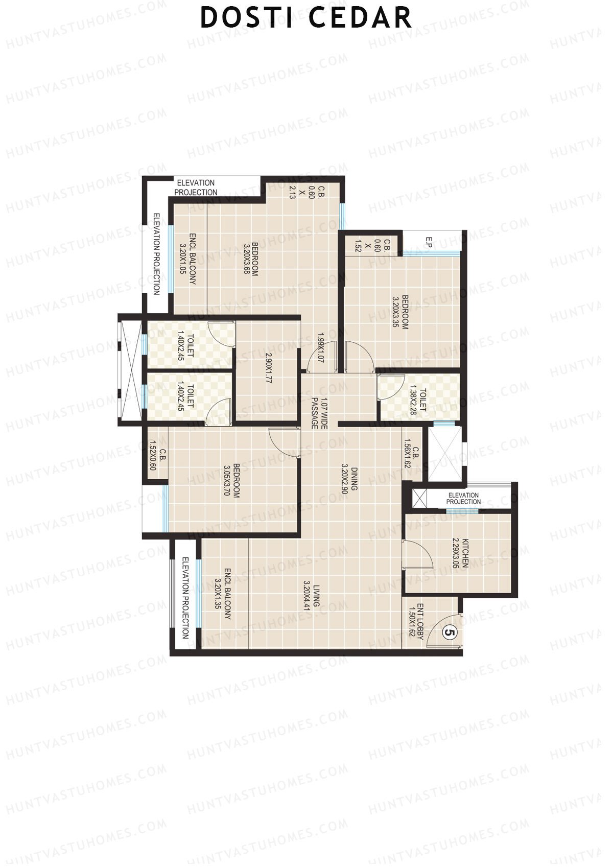Dosti Cedar Wing A Unit 5 Floor Plan