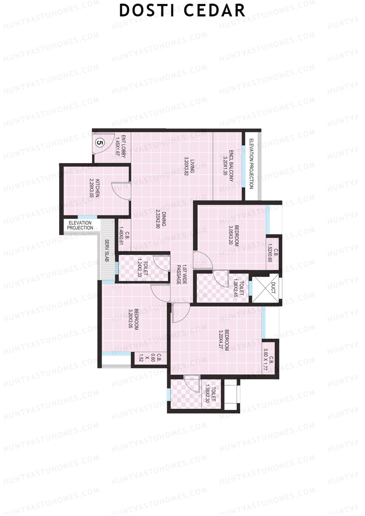 Dosti Cedar Wing B Unit 5 Floor Plan