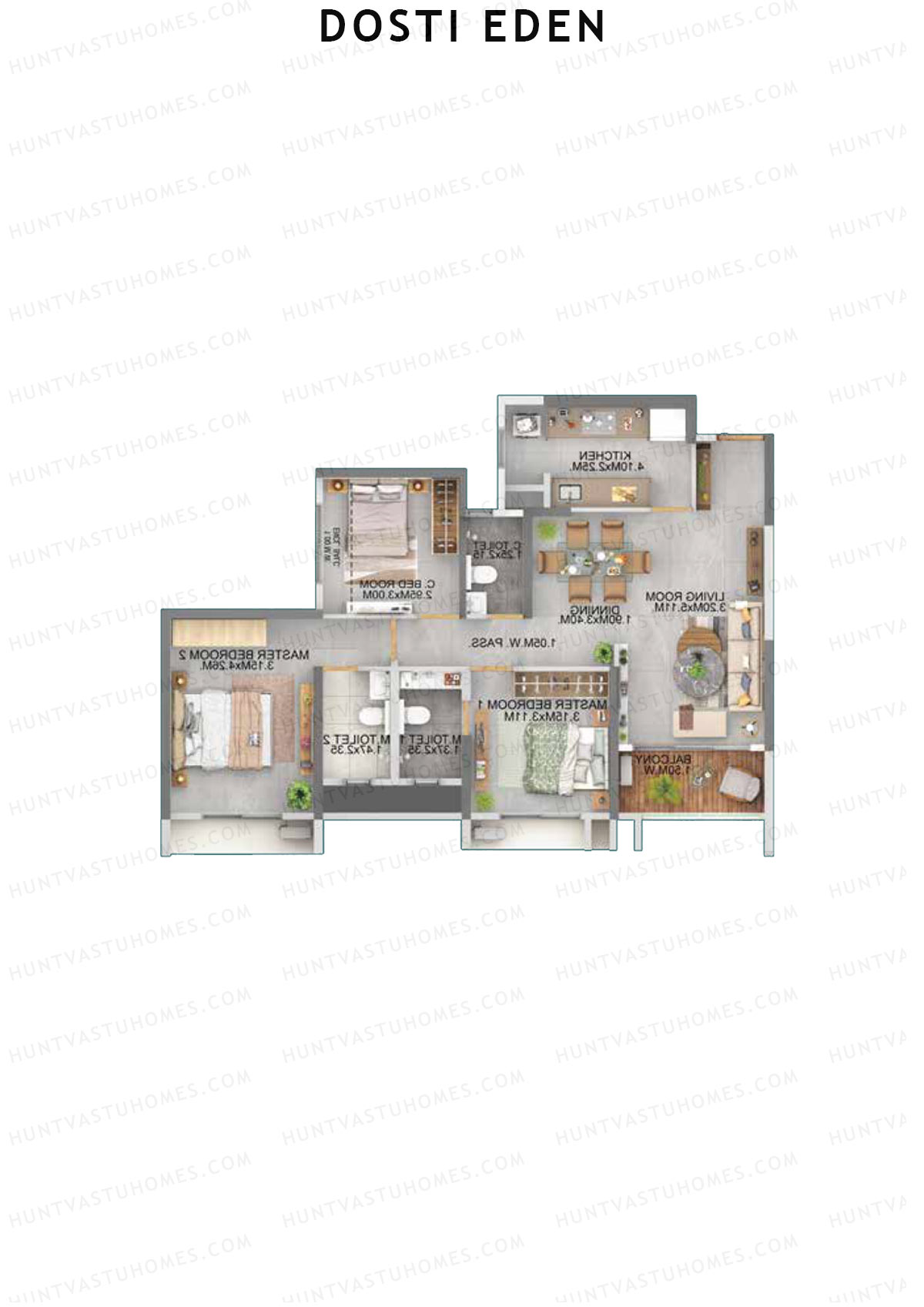 Dosti Eden Wing A Unit 6 (Type 2) Floor Plan