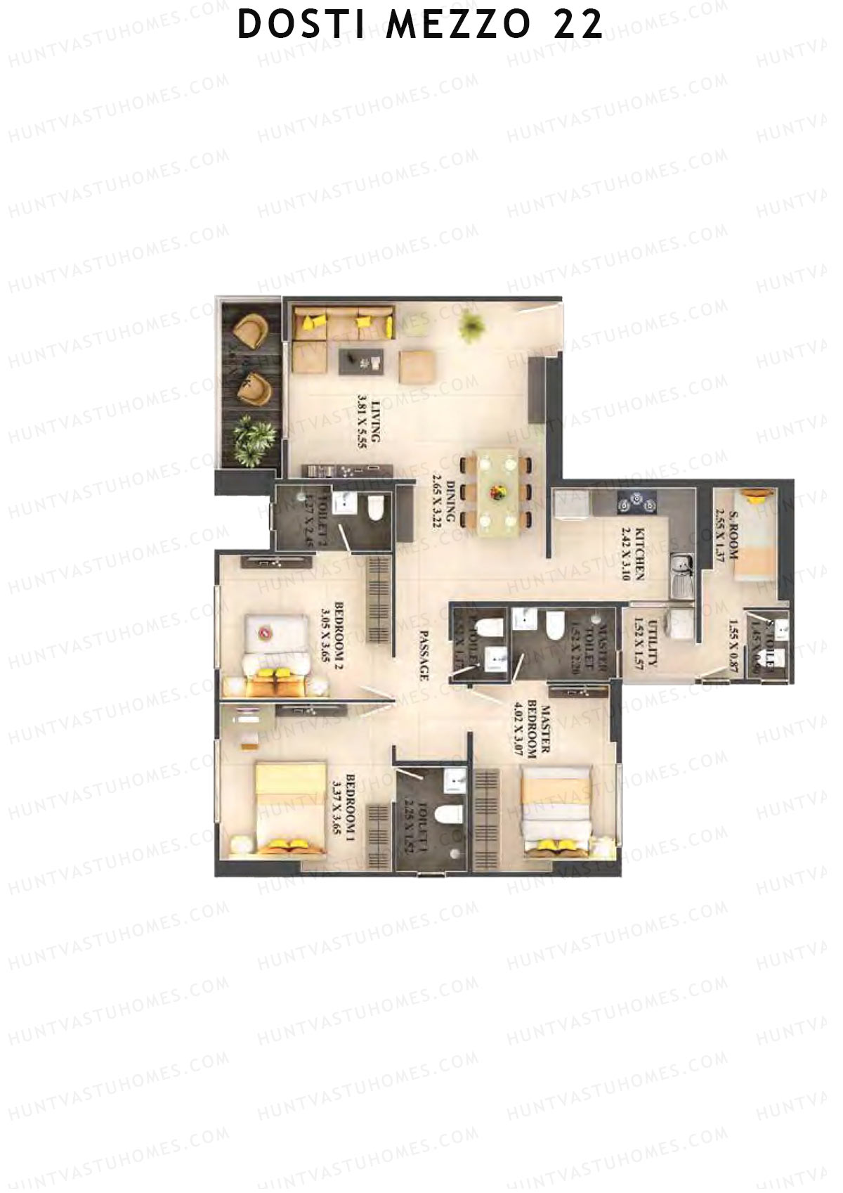 Dosti Mezzo 22 Wing A Unit 1 Floor Plan