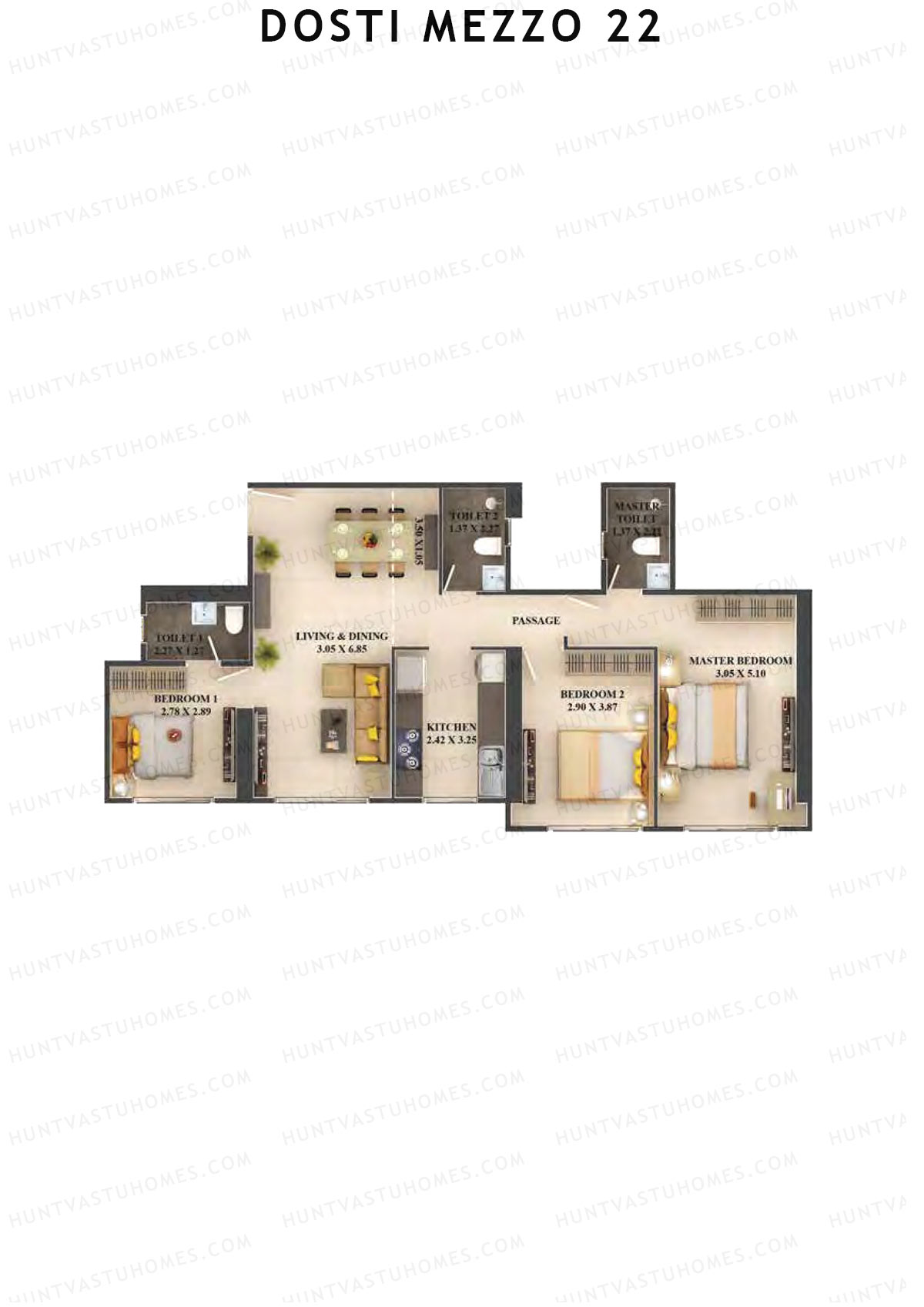 Dosti Mezzo 22 Wing A Unit 4 Floor Plan