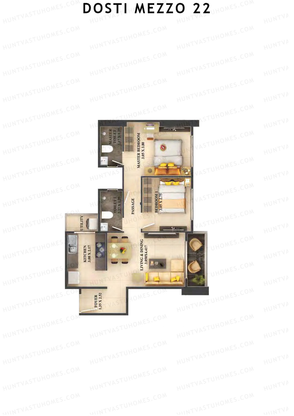Dosti Mezzo 22 Wing B Unit 2 Floor Plan