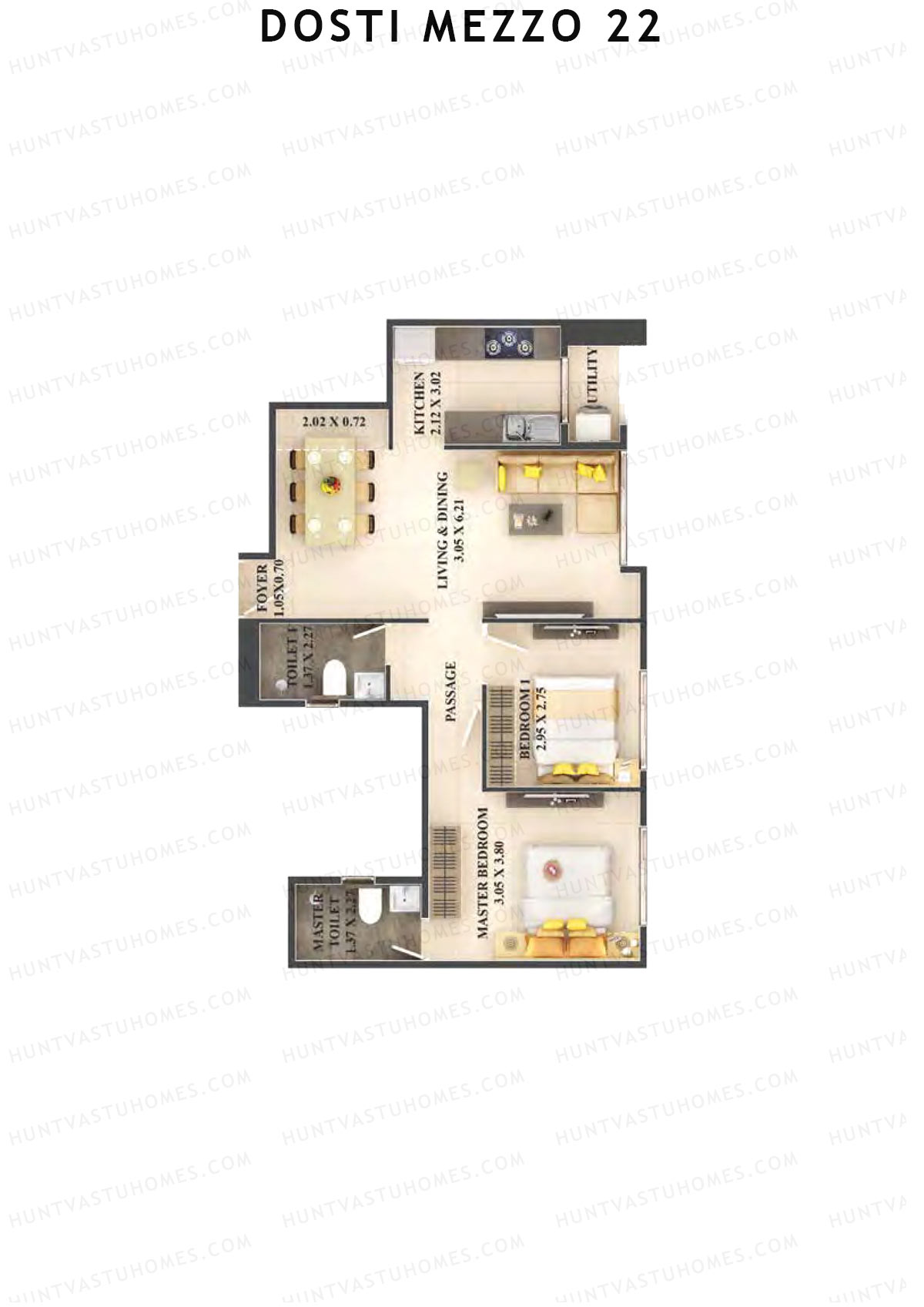 Dosti Mezzo 22 Wing B Unit 3 Floor Plan