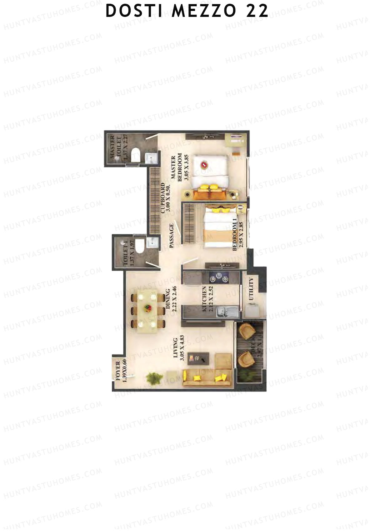 Dosti Mezzo 22 Wing B Unit 4 Floor Plan