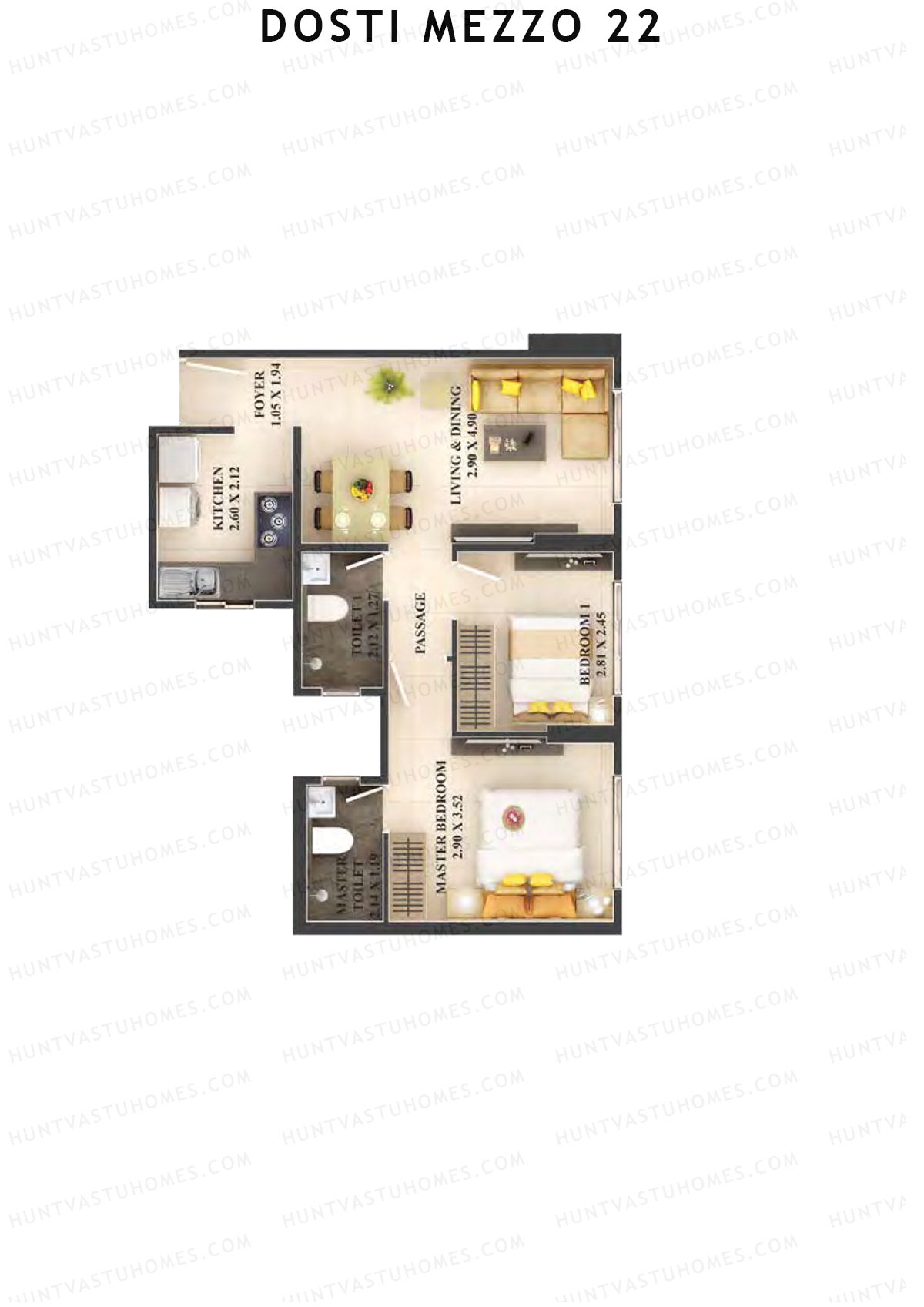 Dosti Mezzo 22 Wing B Unit 5 Floor Plan