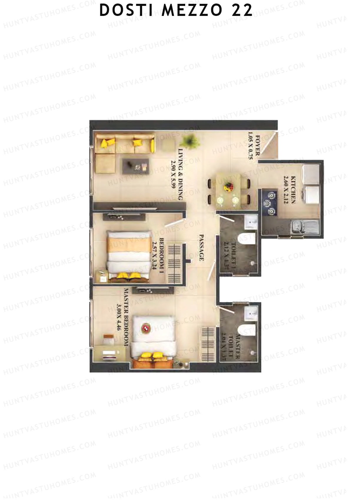 Dosti Mezzo 22 Wing B Unit 6 Floor Plan
