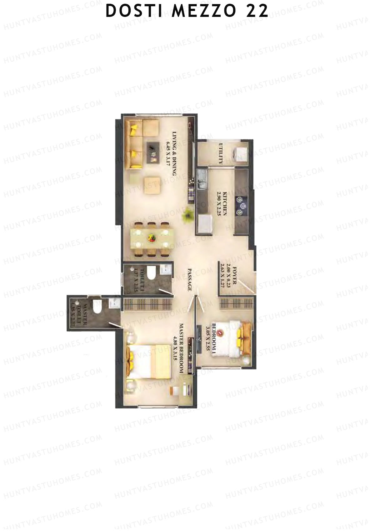 Dosti Mezzo 22 Wing B Unit 7 Floor Plan
