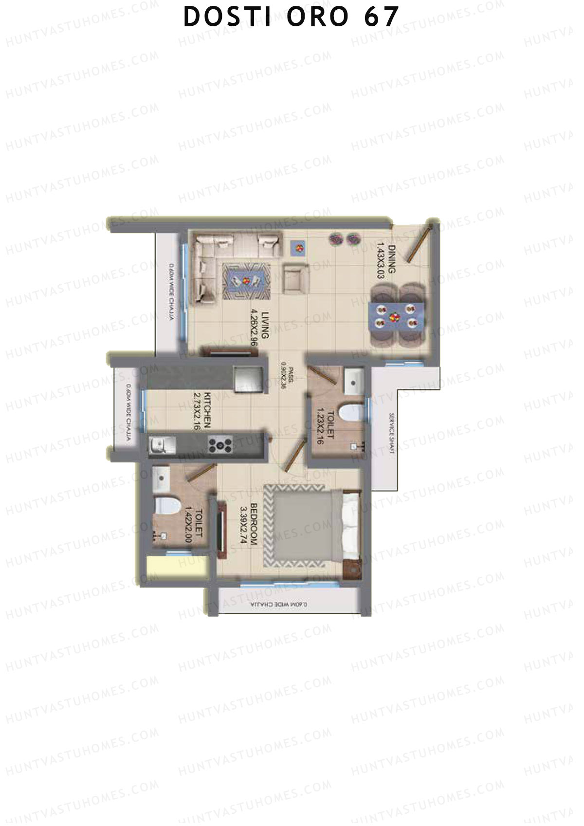 Dosti Oro 67 Wing A Unit 1 Floor Plan