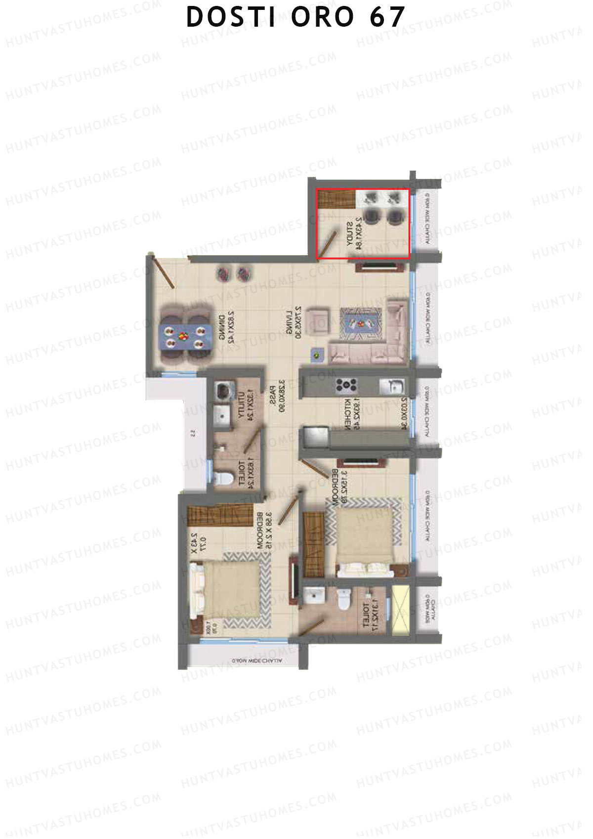 Dosti Oro 67 Wing A Unit 2 Floor Plan