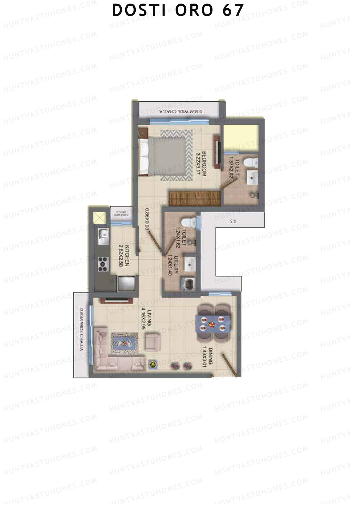 Dosti Oro 67 Wing B Unit 1 Floor Plan