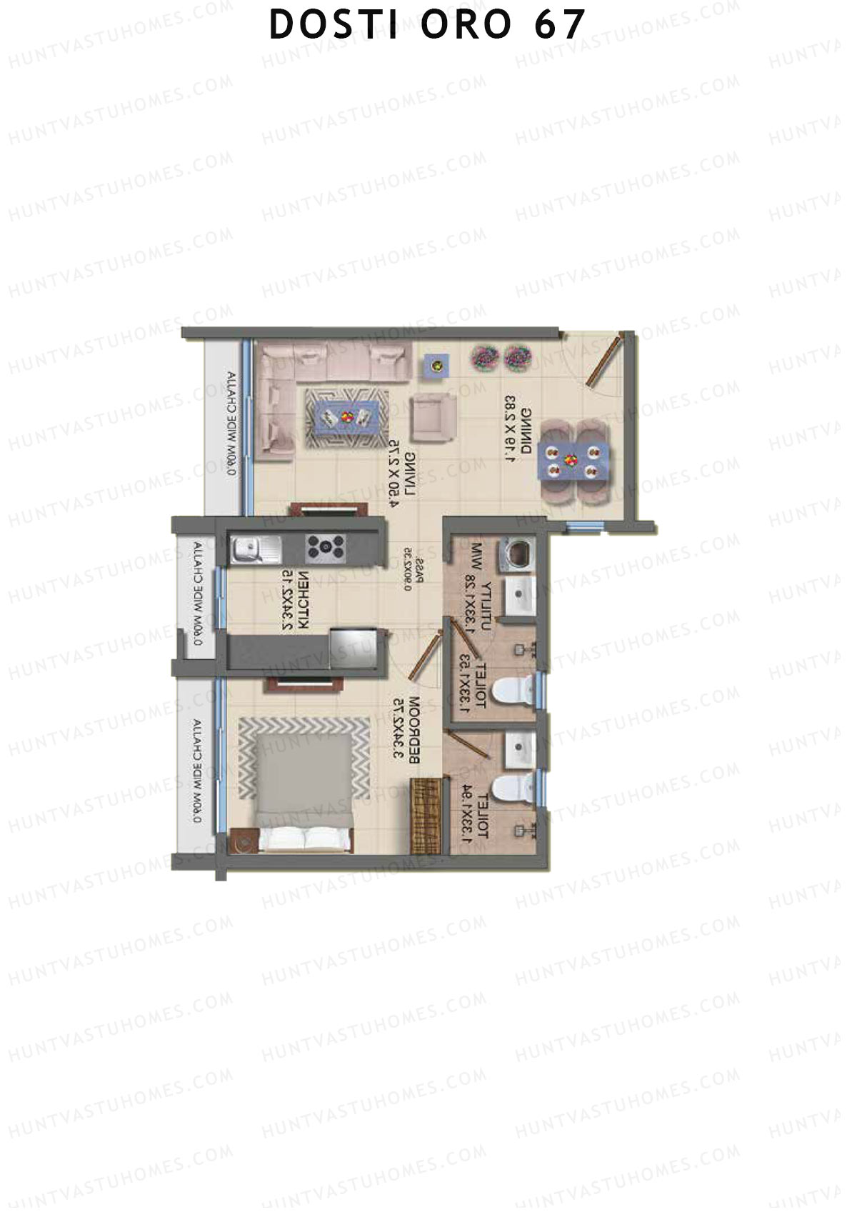 Dosti Oro 67 Wing B Unit 4 Floor Plan