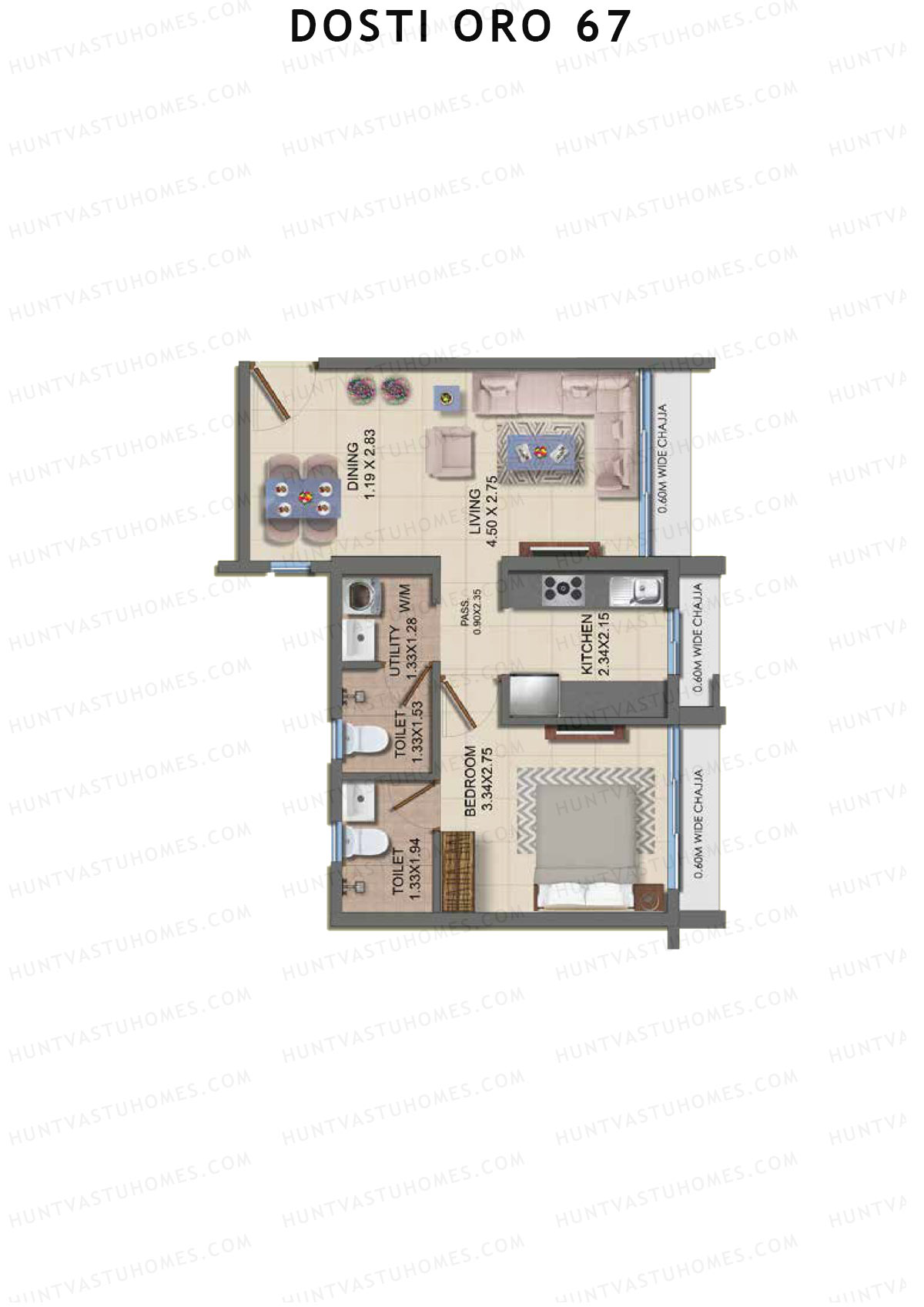 Dosti Oro 67 Wing C Unit 1 Floor Plan