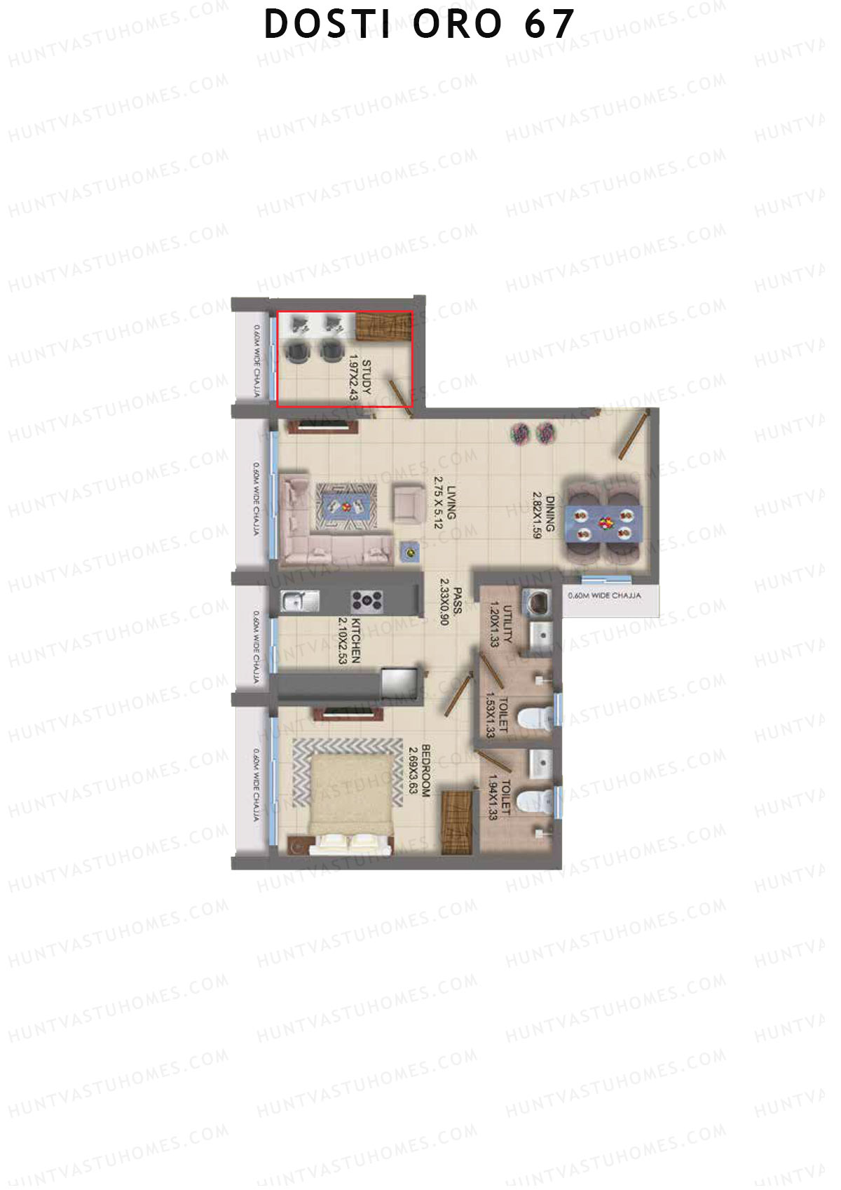 Dosti Oro 67 Wing C Unit 2 Floor Plan