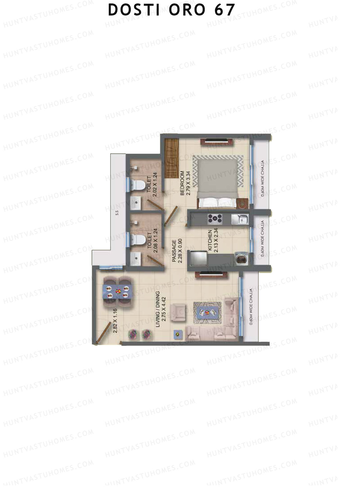 Dosti Oro 67 Wing C Unit 4 Floor Plan