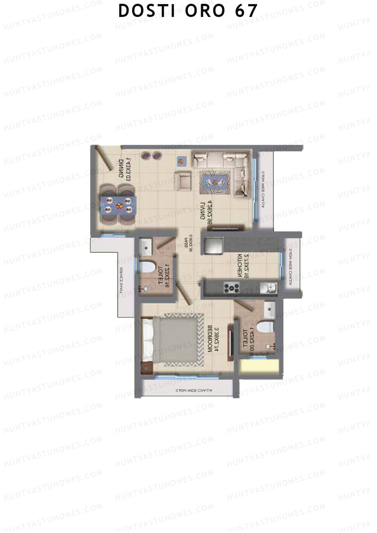 Dosti Oro 67 Wing D Unit 1 Floor Plan