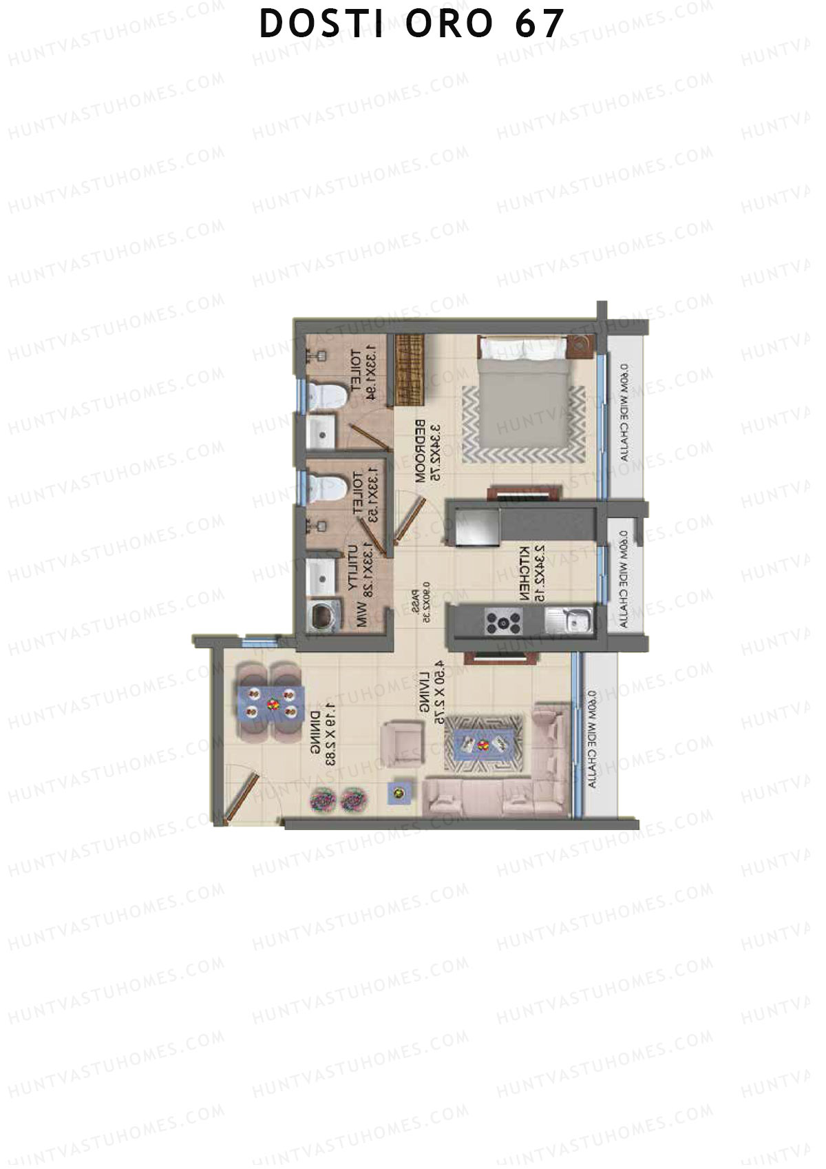 Dosti Oro 67 Wing D Unit 4 Floor Plan