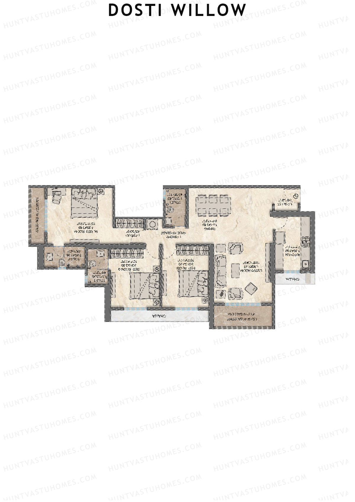 Dosti Willow Wing A Unit 1 Floor Plan