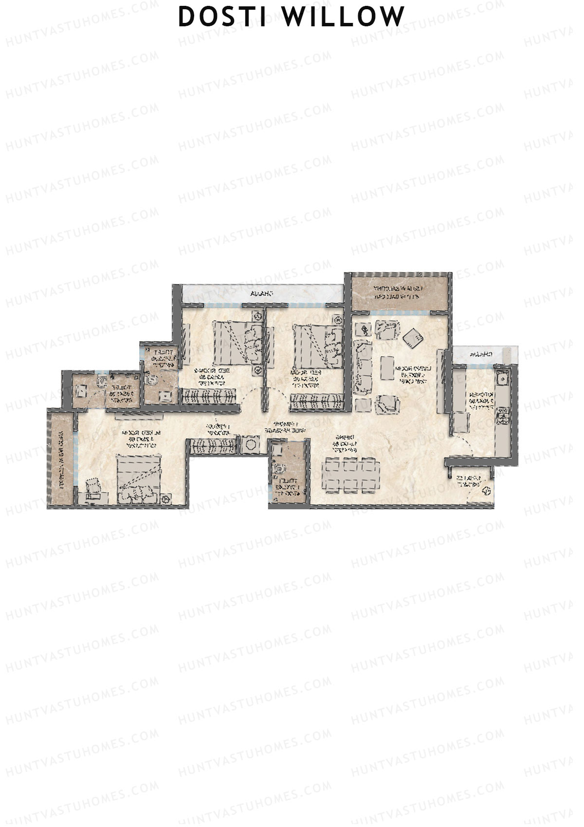 Dosti Willow Wing A Unit 2 Floor Plan