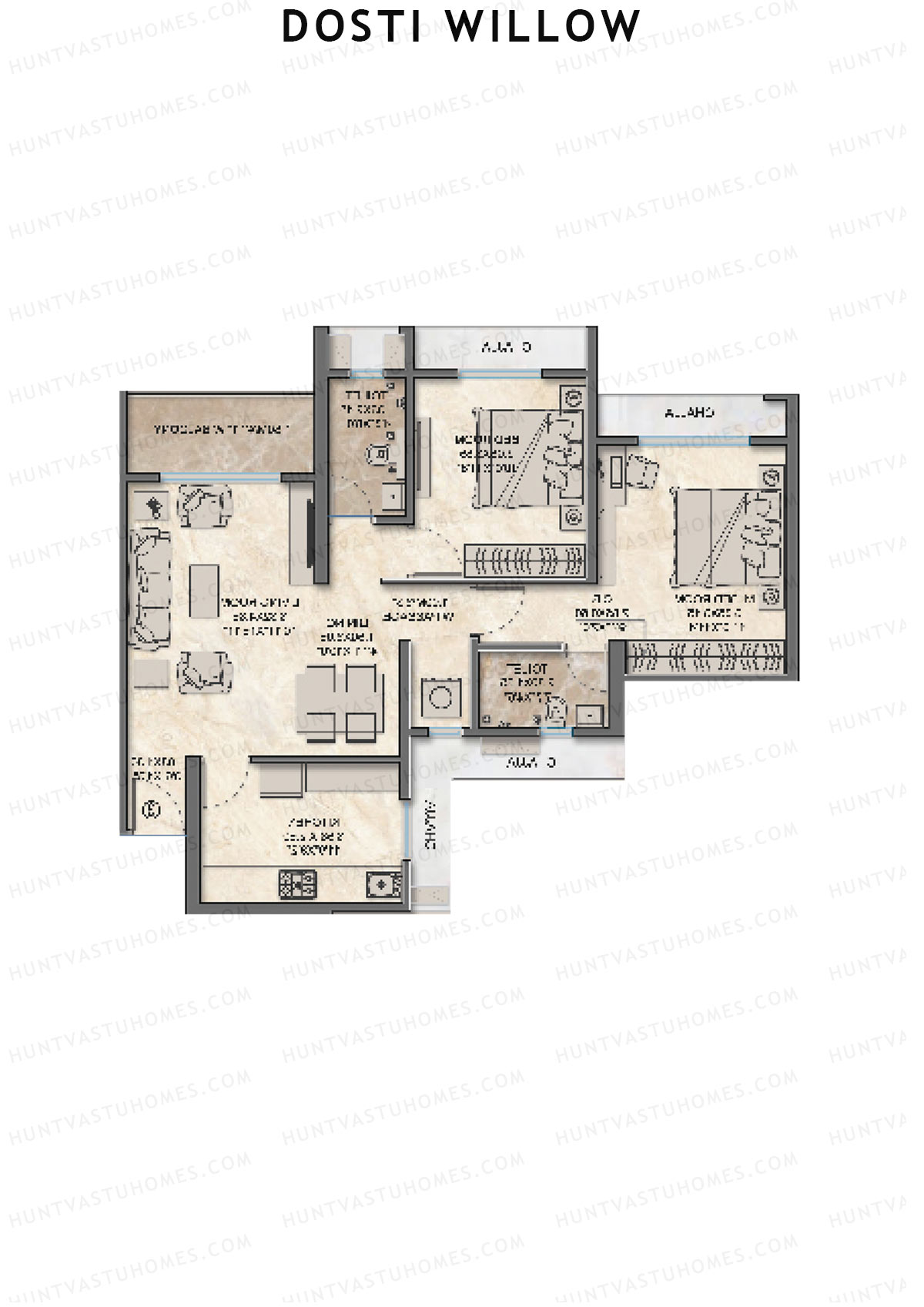 Dosti Willow Wing A Unit 4 Floor Plan