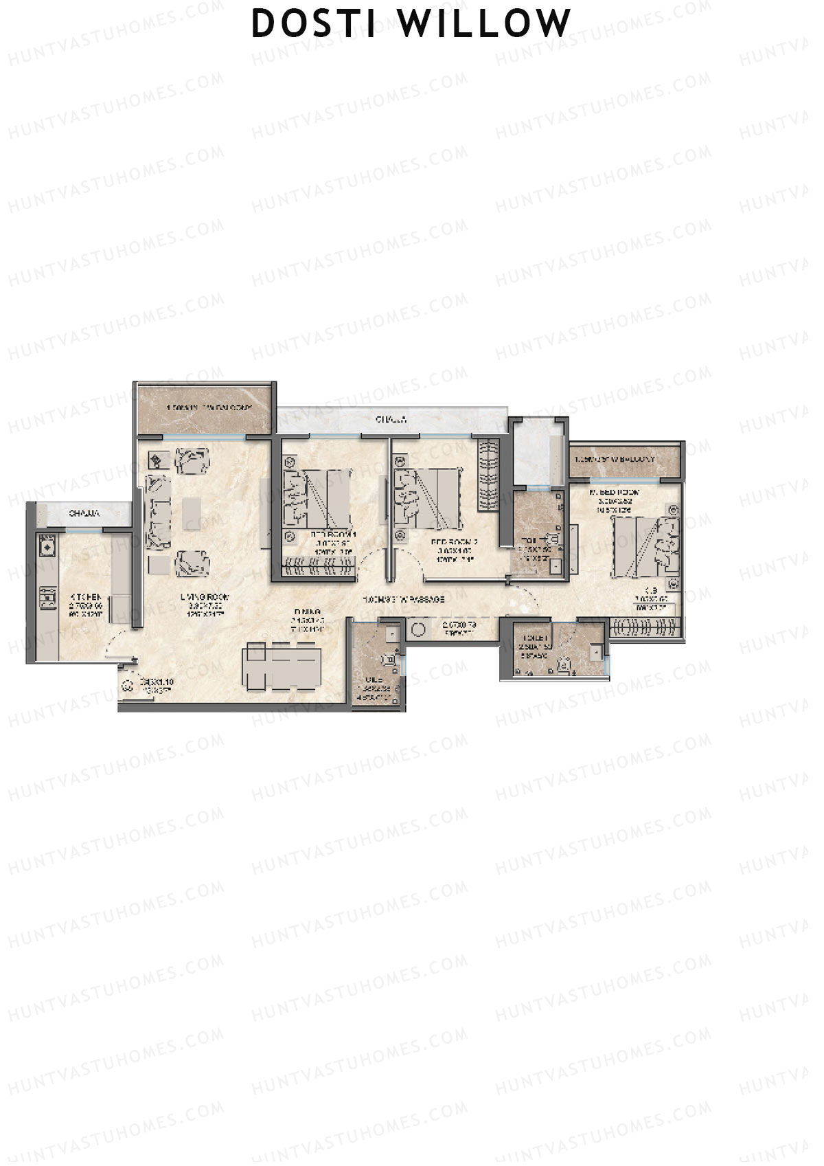 Dosti Willow Wing A Unit 5 Floor Plan